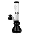 Black Leaf Glass Beaker Base Ice Smoking Pipes with Precooler (ES-GB-370)